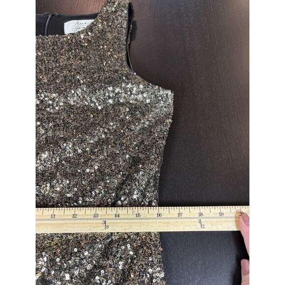 Badgley Mischka Mark & James Sequin Dress Black Gold Size Large Sleeveless - Picture 7 of 11